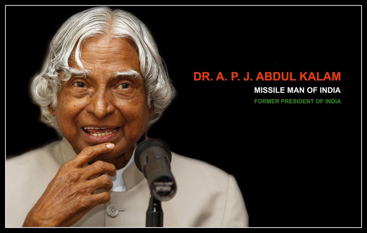 " ଏ. ପି. ଜେ. ଅବଦୁଲ କଲାମ "ଏ. ପି. ଜେ. ଅବଦୁଲ କଲାମ (୧୫ ଅକ୍ଟୋବର ୧୯୩୧- ୨୭ ଜୁଲାଇ ୨୦୧୫), ଭାରତର ୧୧ଶ ରାଷ୍ଟ୍ରପତି ଥିଲେ । କଲାମ ତାମିଲନାଡୁର ରାମେଶ୍ୱରମ୍‌ରେ ଜନ୍ମଗ୍ରହଣ କରିଥିଲେ । ସେ ତିରୁଚିରପଲ୍ଲୀର ସେଣ୍ଟ ଜୋସେଫ୍ କଲେଜରୁ ପଦାର୍ଥ ବିଜ୍ଞାନ ଓ ଚେନ୍ନାଇର ମାଦ୍ରାସ ଇନ୍ସଟିଚ୍ୟୁଟ୍ ଅଫ୍ ଟେକ୍ନୋଲୋଜିରୁ ଅନ୍ତରୀକ୍ଷ