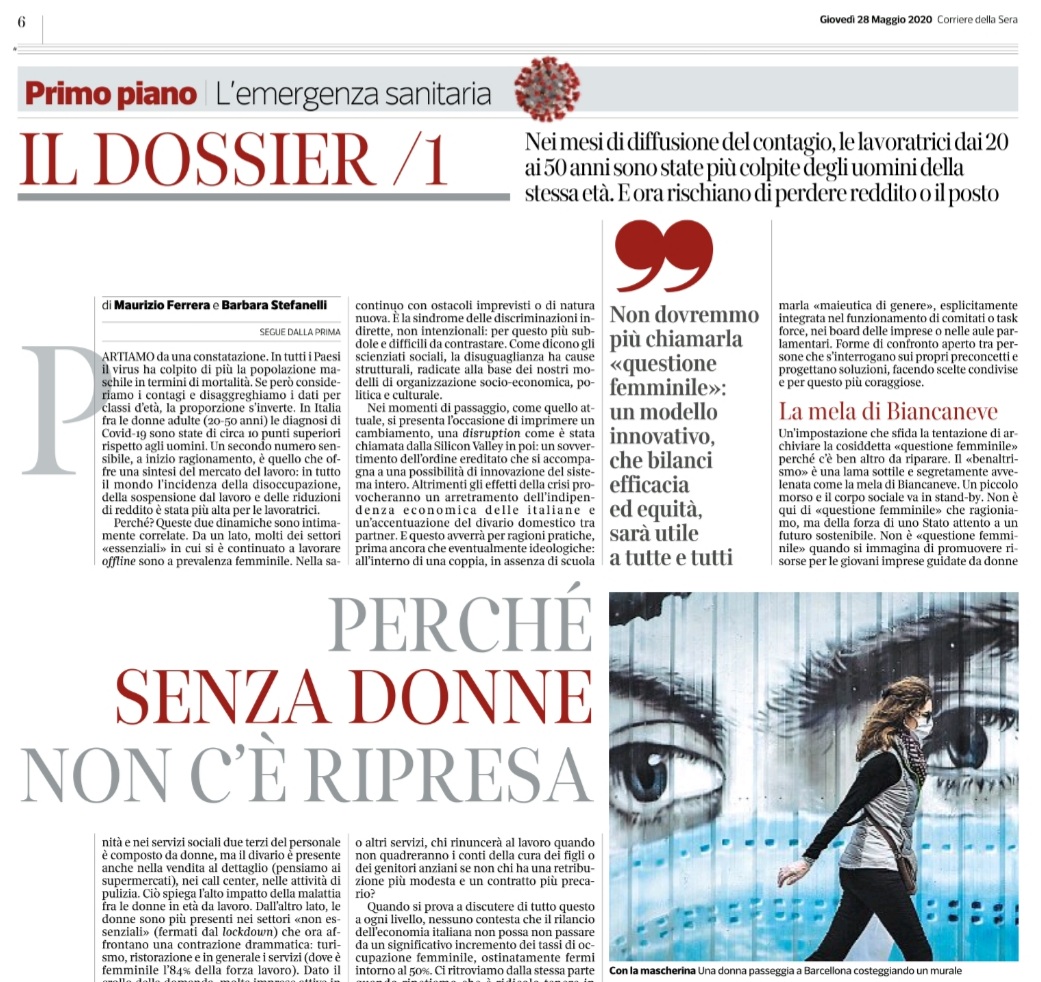 viciocort's tweet photo. Perché senza #donna non c'è #ripresa. Non dovremmo più chiamarla #questione #femminile: un modello innovativo, che bilancia efficacia ed equità, sarà utile a tutte e tutti. @Corriere https://t.co/PlZNdcA9I8