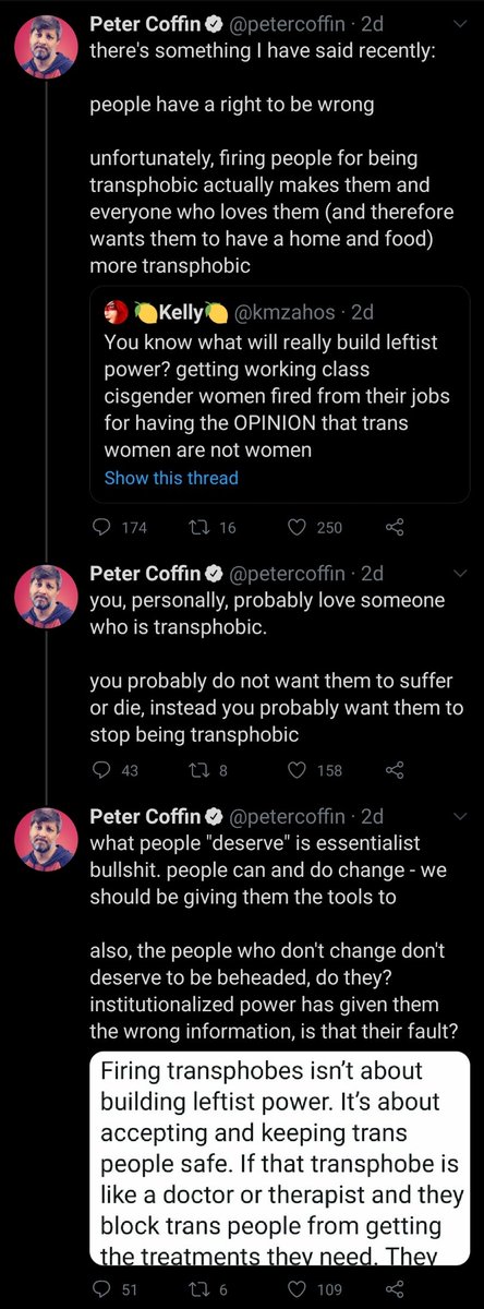 Peter platformed a terf, and when confronted with this information did nothing. These retweets are still up.