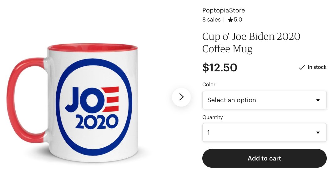 PoptopiaMerch's tweet image. If #Politics is your cup of tea, we have the latest gear for you. Grab a 'Cup o' Joe' with our new Joe Biden 2020 coffee mugs. Only at #PoptopiaStore on #Etsy now!