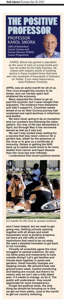 ExpressGilo's tweet photo. Today’s serving of optimism courtesy of the Positive Professor ⁦@ProfKarolSikora⁩ - only in the Daily Express https://t.co/Otu7NsVscZ