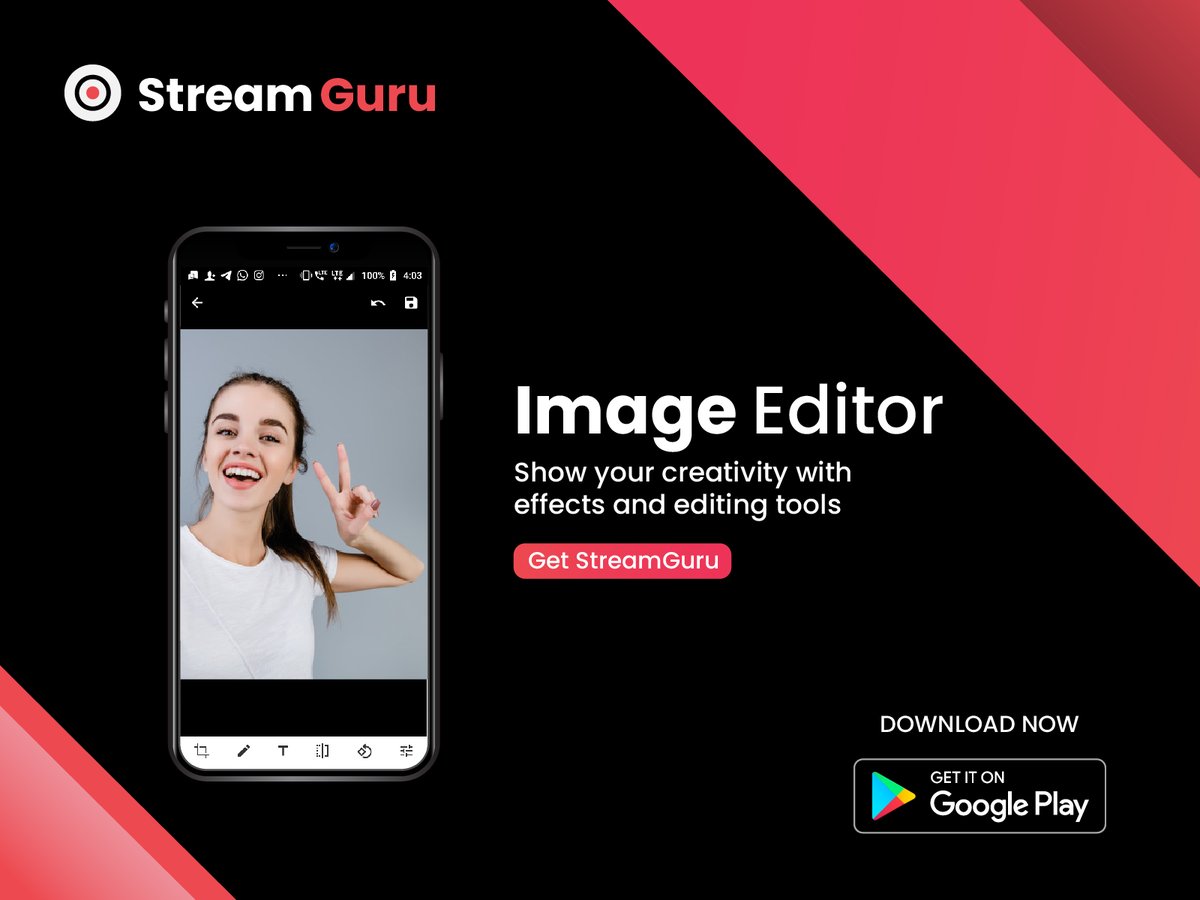Streamguruapp's tweet image. Get innovative and enhance your photos with artistic tools, filters and effects!

#streamguru #screenrecorder #imageeditor #photoshop #photofilters #photoeditor #livestreaming #livestream #trending #photofilters #drawing #pubgindia #pubgmobile #thursdaythoughts #StayAtHome