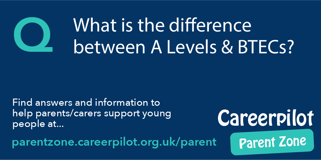 Do you get questions from parents on the difference between A Levels and BTECs? Why not show them #Careerpilot Parent Zone, so they can find out the answers buff.ly/2NKG0C3 #alevels #BTEC