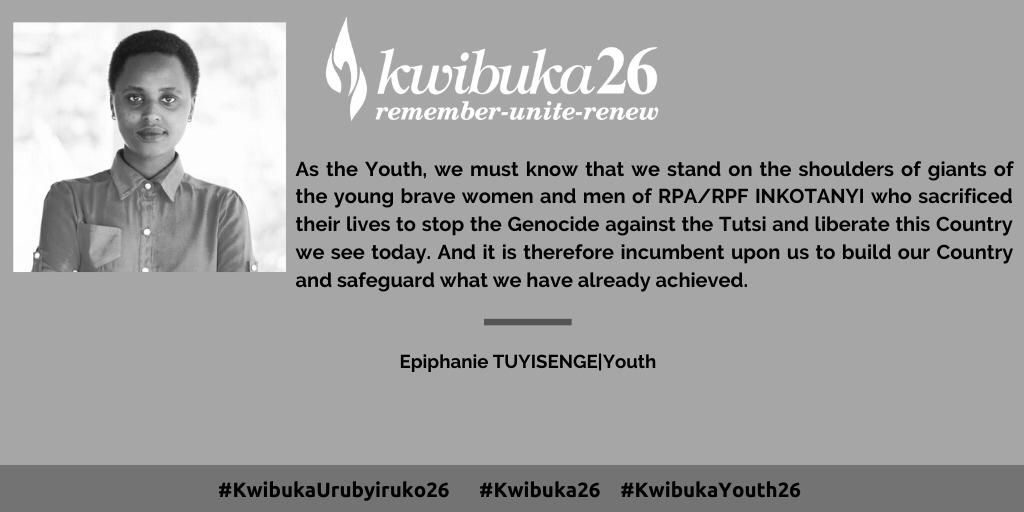 beranova__'s tweet photo. As the #Youth,we must know that we stand on the shoulders of giants of the young brave women and men of RPA/RPF INKOTANYI who sacrificed their lives to stop the Genocide against the Tutsi and liberate this country. It is  incumbent upon us safeguard what we have already achieved. https://t.co/QsOcmwv5LB