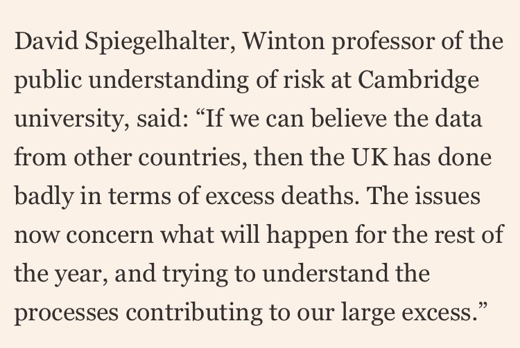 Number 10 has complained that we are jumping the gun with this international comparison and it should determine timing. One statistician who was sympathetic  @d_spiegel to the problems of comparisons says this after seeing the FT analysisENDS