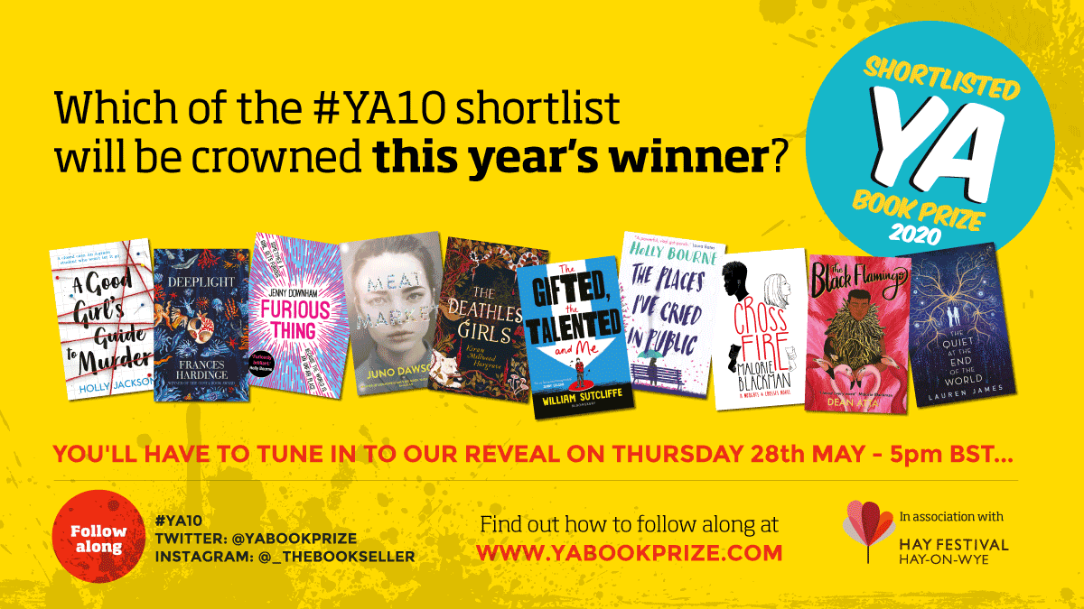 yabookprize's tweet photo. It's TODAY! The 2020 WINNER REVEAL kicks off at 5PM! Will you be watching? 🤩😱 Tune in to find out which of our brilliant #YA10 authors will win @DeanAtta @malorieblackman @holly_bourneYA @junodawson @FrancesHardinge @HoJay92 @Lauren_E_James @Kiran_MH @Will_Sutcliffe8 🥳 https://t.co/Vc3tK5slpQ
