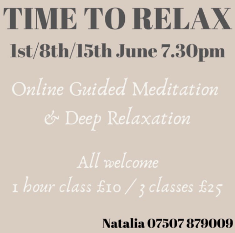 Time to Relax! Online guided meditation and deep relaxation via zoom. Suitable for all levels. 🙏🏽
Take a break from lockdown life 💚
#guidedmeditationclass #onlinemeditation #meditationteacher #herts #essex #deeprelaxation #breathe #zoommeditation #timetorelax #lockdownlife