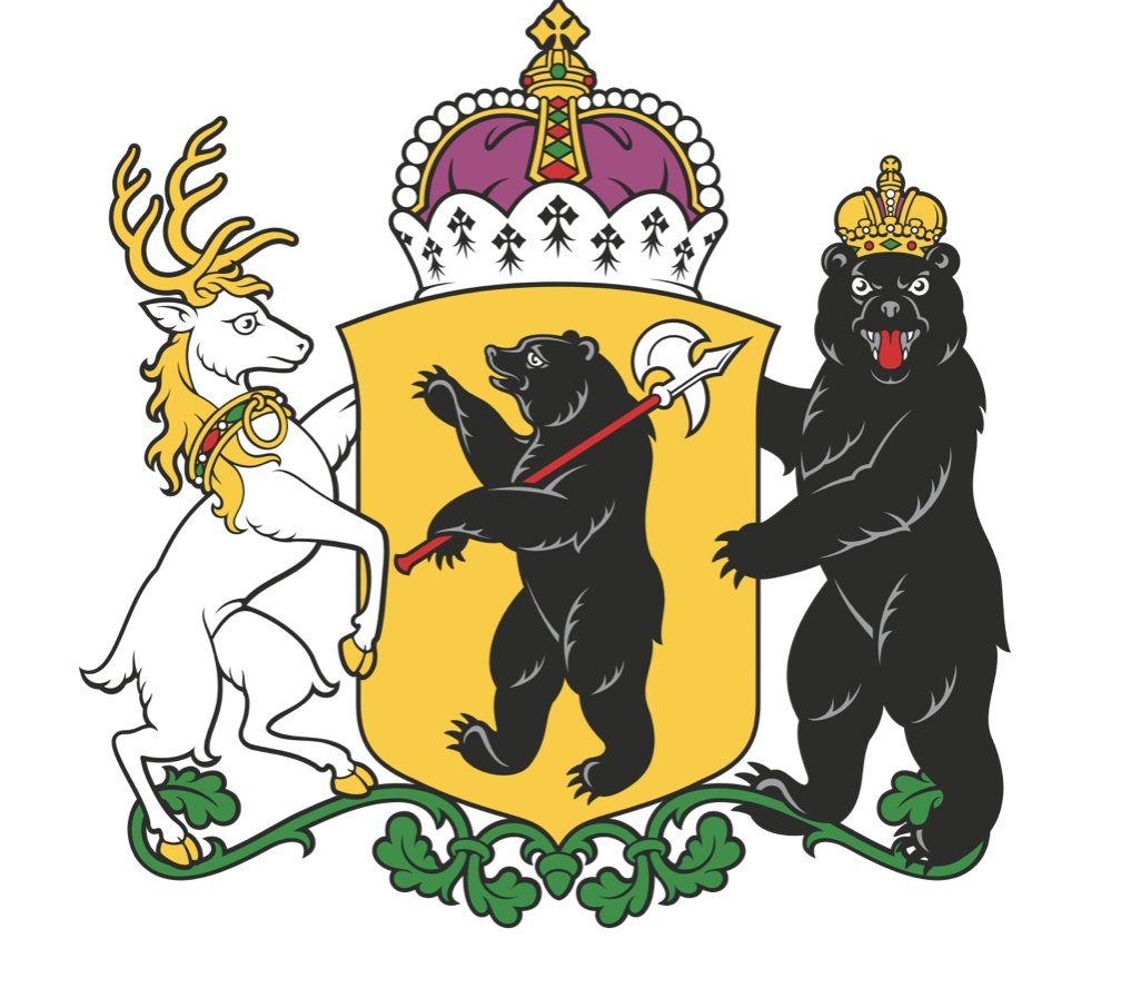 The other side draws attention to the use of the bear symbol by the ruling United Russia party and on various regional Russian coats of arms, including that of Yaroslavl oblast, which, sure enough, features a savage bear in a crown.