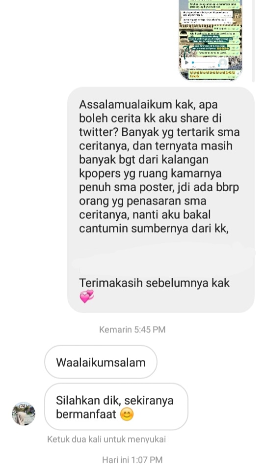 Sebelumnya, aku udah minta izin langsung ke kak Rifkha nya, karena kemarin lumayan banyak dari kalian yang penasaran sama ceritanya jadi aku bikin thread ini.