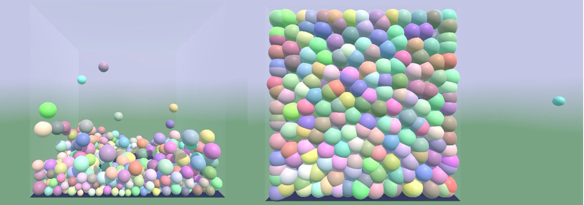 give_group's tweet image. How can you demonstrate behaviour of a #physicsSimulation under extreme conditions? Try packing an unlimited number of balls into a stiff and immovable box. #MonsterFunVR