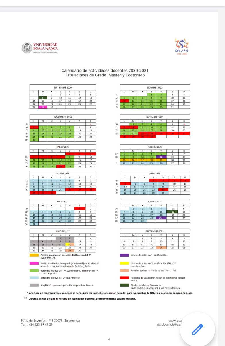 Servicio Orientacion On Twitter Aprobado El Calendario Academico Para El Curso 2020 2021 De La Universidad De Salamanca Https T Co W3qzush1ek Accesouniversidad Creatufuturo Curso2020 2021 Https T Co G9bhtcb38k calendario academico usal 2021