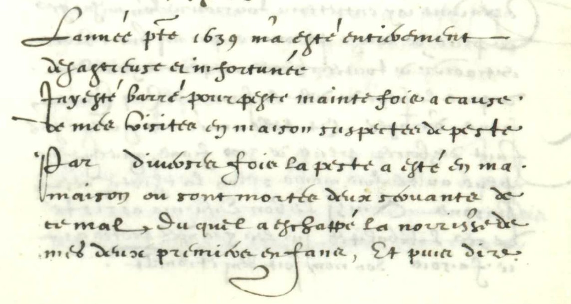 À  #Besançon, en 1639, Jean Garinet, docteur en médecine, cogouverneur municipal, note dans son livre de raison que la peste a frappé sa maison où sont mortes deux servantes et une nourrice. http://memoirevive.besancon.fr/ark:/48565/a011324049278dO1Zp6/1/63