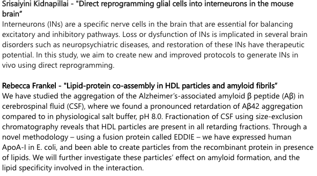 MultiparkL's tweet photo. On June 3rd, 12.00-13.00 CEST, there will be a #MultiPark Lunch Seminar. @shayinik5 from the @Ottossonlab will discuss generating #interneurons from glial cells in vivo and Rebecca Frankel will go into the generation of HDL particles and #amyloid fibrils. https://t.co/OtXPqZKgkc https://t.co/uBjjkvmZJG