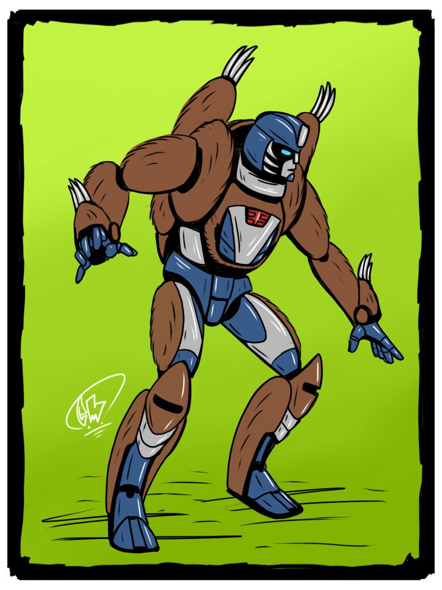  #Beastwars drawing day 20something! So so tired.  @Zezlemet said sloth+autobot+stealth. I made a dumb rule that autobot or deception would have to be based on a G1 character (see day 3, 15 & 20). Mirage is stealthy... I picked mirage. mirage is a sloth now.  #dailydrawing