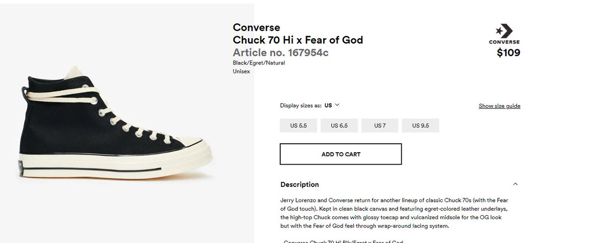 fear of god converse sizing