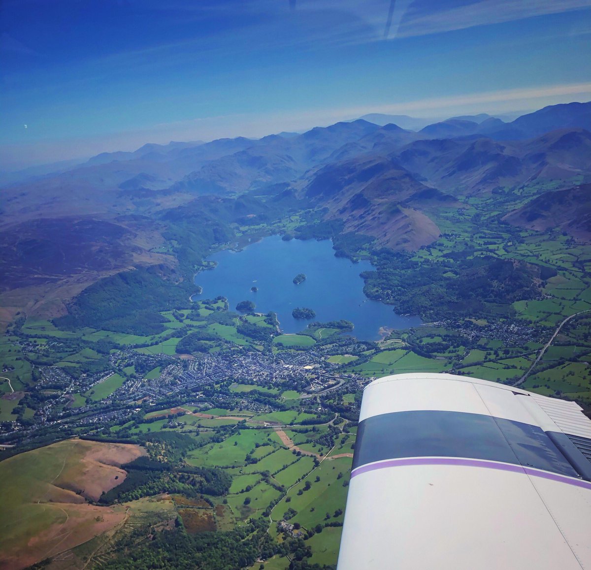 Marc_Flies's tweet photo. #Keswick and #DerwentWater from 5500ft during a recent flight out from @TeesAirport. Only 35 minutes away from our home base so capable of being flown in a 90 minute #ExperienceFlight if anyone is interested in this experience ?? #PA28 #PiperCherokee #PiperWarrior #LakeDistrict https://t.co/UlPZF47KKV