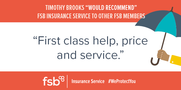 FSBInsService's tweet photo. Thank you for your kind words Timothy- customer feedback is incredibly important to us.
We're still working hard to help support FSB members with their insurance needs.
Give us a call on 020 3883 7976 to speak to an advisor today #WeProtectYou https://t.co/oK2BUd7KXQ