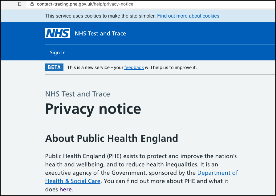 The Privacy Notice is not the same as the NHS Covid App