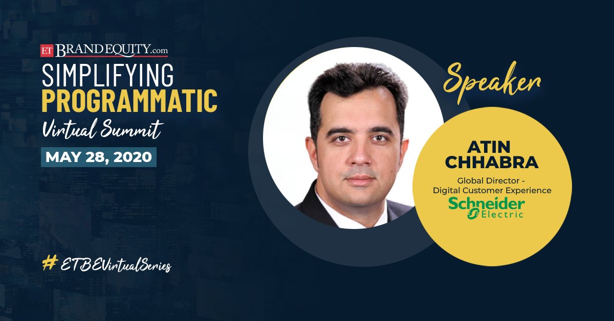 ETBrandEquity's tweet photo. #ETBEVirtualSeries on #SimplifyingProgrammatic:
Atin Chhabra, Global Director, Digital Customer Experience, Schneider Electric: Programmatic is helpful from the customer experience perspective @AtinChhabra @SchneiderElec Join: https://t.co/79lCaXyQxl https://t.co/Ke8tDLAwhU