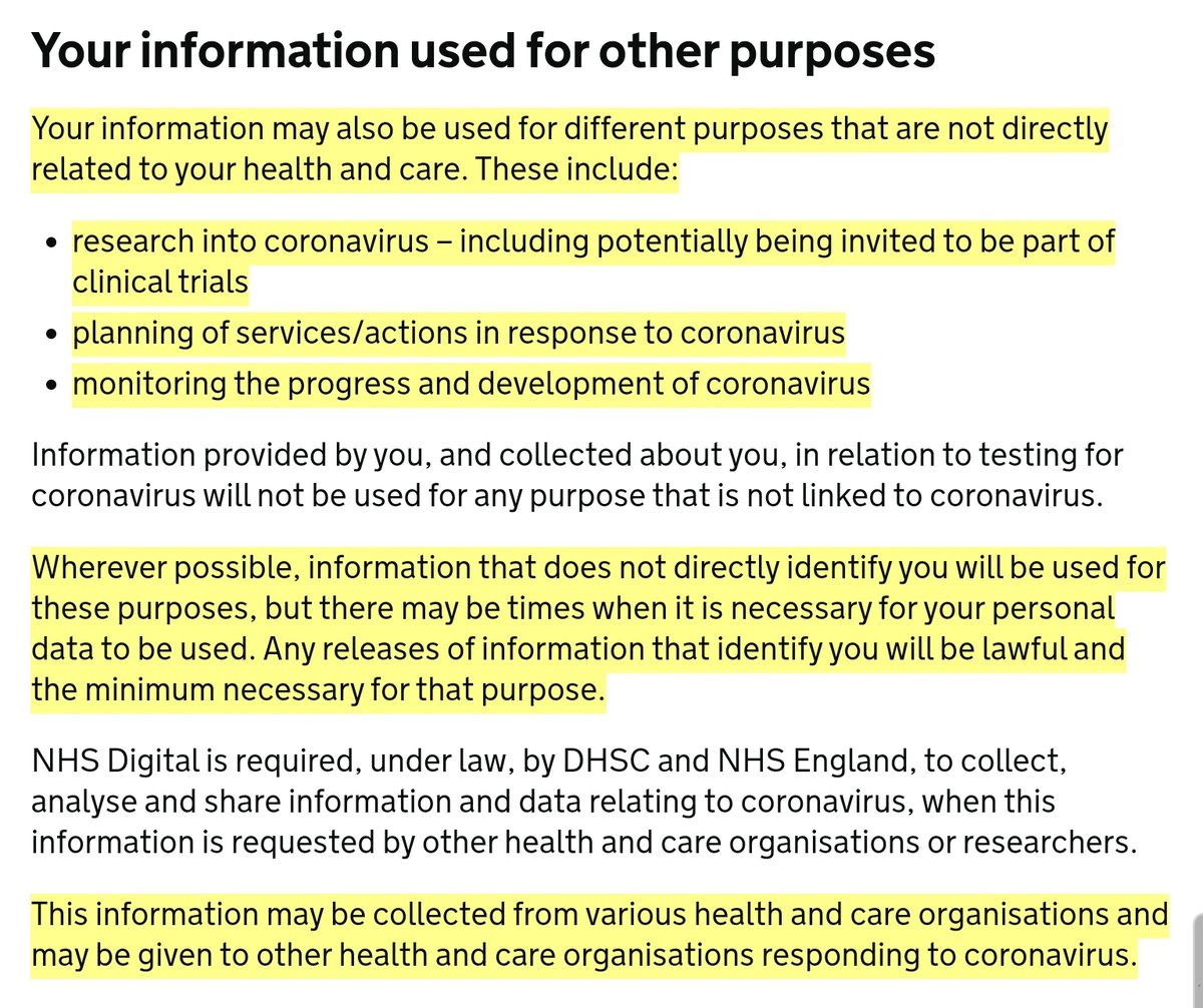 How could my testing information be used for purposes other than my health & care? The policy makes it very clear 11/n
