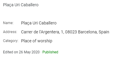 undesgraciat's tweet photo. ja és oficial: sembla que googlemaps per fi ens ha acceptat l'existència de la plaça #uricaballero ✌️ https://t.co/eV2PjeFjj8