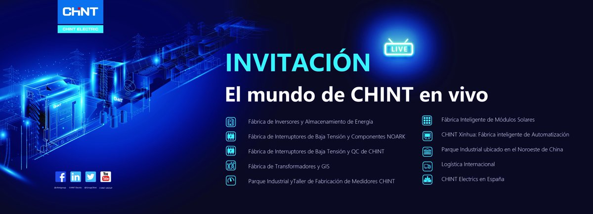 ChintElectrics's tweet photo. No os perdáis ningún detalle de nuestra segunda Visita Virtual a nuestras fábricas y CHINT España. Os recordamos que el evento dará comienzo el lunes 1 de junio a las 16:00 y será totalmente en español. ¡No os lo perdáis! #Chint #virtualtour https://t.co/DmThZTUlmo