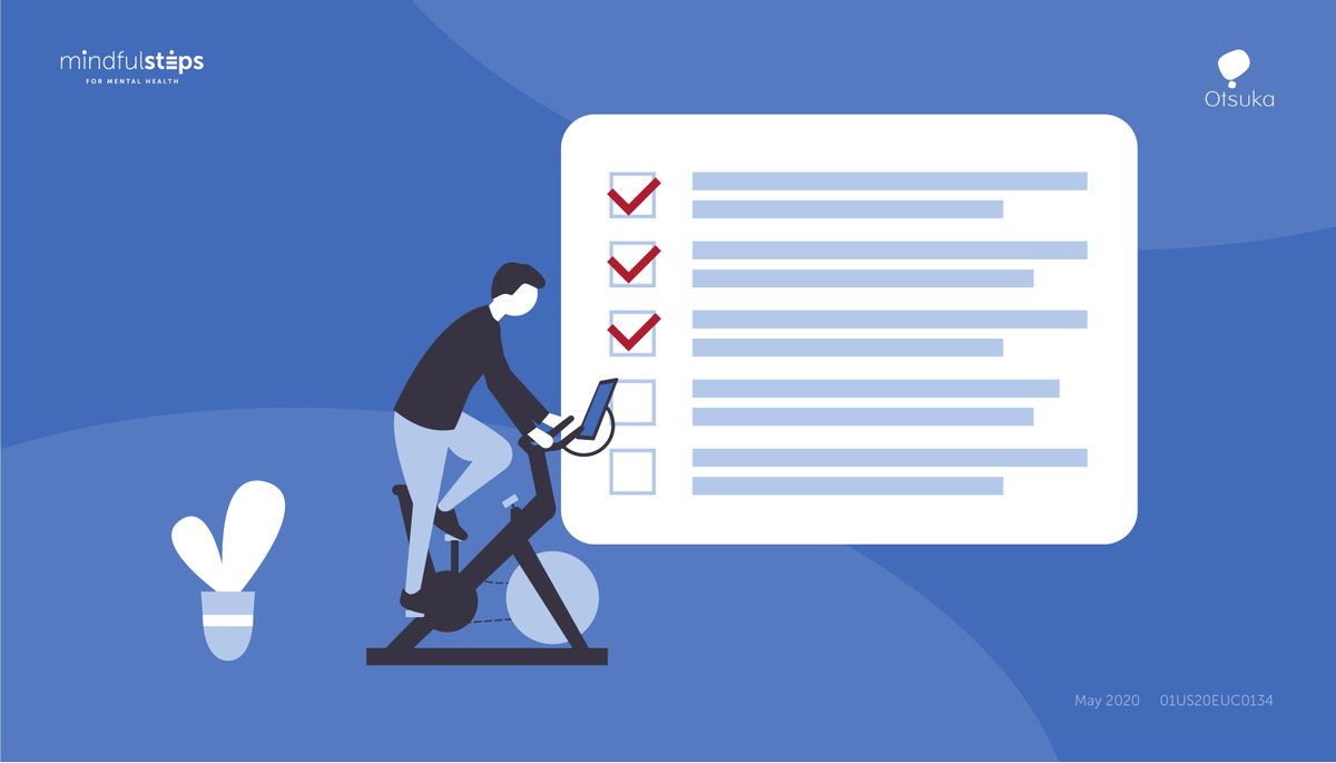 OtsukaUS's tweet photo. Maintaining a routine is often more difficult than beginning one. Challenge yourself to stick to the goals you’ve set; take #MindfulSteps to track your progress and plan out rewards for diligently building healthy habits. https://t.co/yhVyC60hDh
