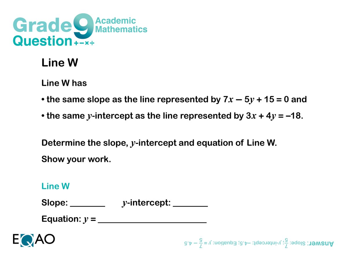 eqao's tweet image. Today’s question from our Grade 9 Assessment of Mathematics (Academic): A little algebra!
#SupportStudentLearning