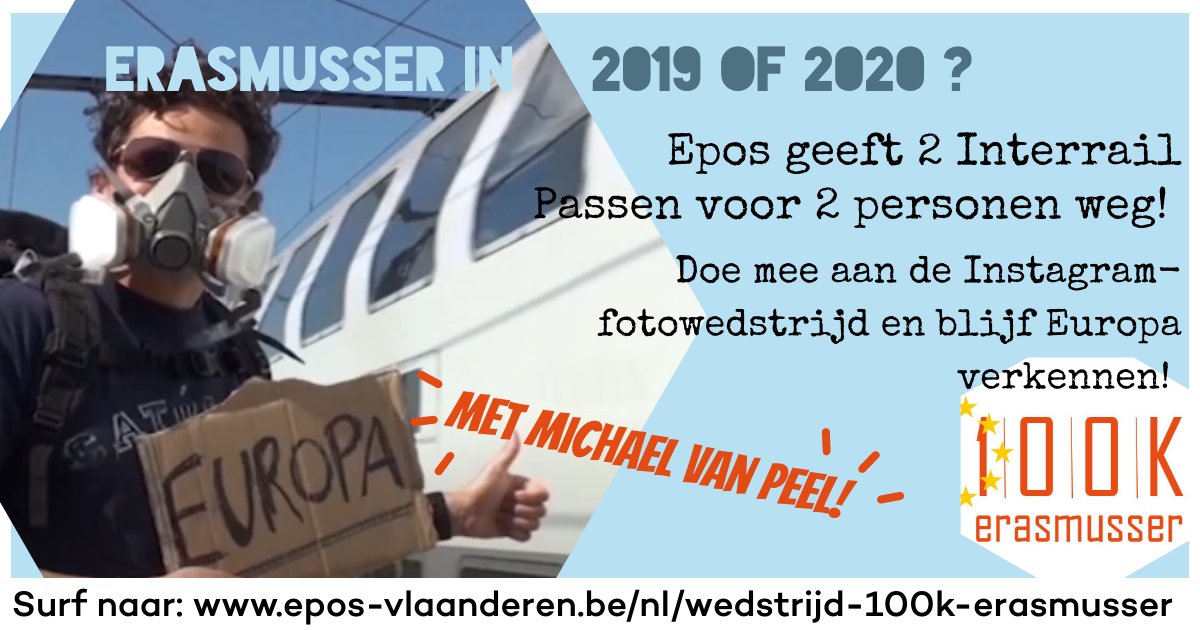 Omdat we de 100.000ste Erasmusser vieren, geeft Epos twee Interrail Passen voor twee personen weg aan de 'ideale Erasmussers'! Doe zelf mee of verspreid onze wedstrijd! #Erasmus #ErasmusPlus #Studyabroad

👉epos-vlaanderen.be/nl/wedstrijd-1…