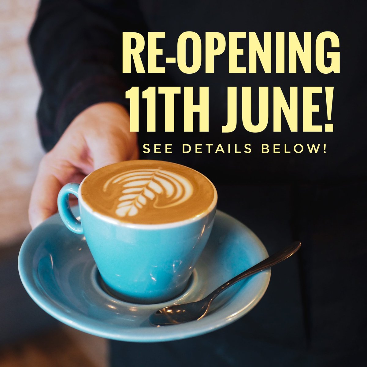 RE-OPENING 11TH JUNE!
Thursdays till Sundays 
10am till 3pm.
We have been planning our re-opening to make sure it's done as safely as possible, it will be takeaway only and the building will be clearly signed for customers. 

#crosbycoffee #fortheloveofcoffee #shoplocal