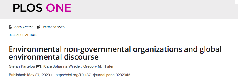 Our new study on 670+ environmental NGOs & their missions is out in @plosone. We study their role in global environmental politics & find that they've moved beyond conservation! Thanks to @SBPartelow for taking the lead!  #openaccess #PLOSONEauthor #ECRpaper