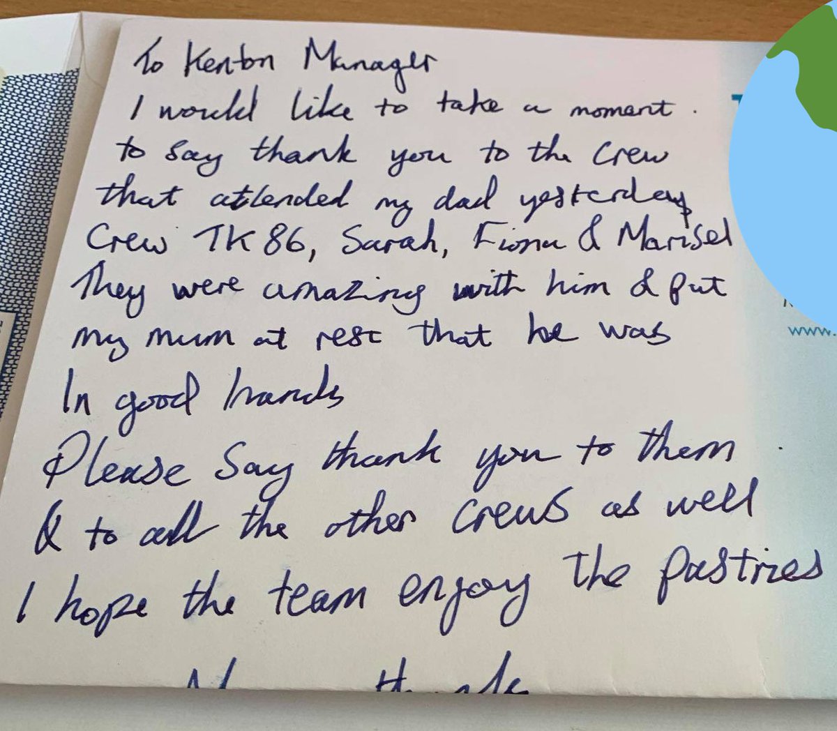 LAS_NorthWest's tweet photo. A patients son went out of his way to say thanks to Sarah G, Fiona and Marisol for helping his mother. He turned up at our station with a thank you note and these personal pastries, as well as a hamper for stations! - Sarah A https://t.co/u4bYvUPGdg