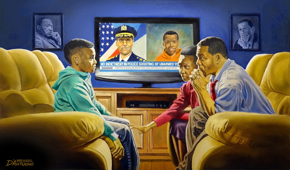 i think often of this 2015 painting: “The Talk” by Michael D'Antuono (2015)