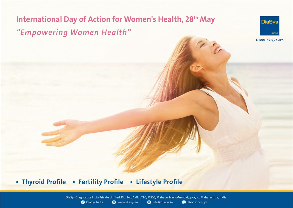 DiasysI's tweet image. Our Health, Our Rights, Our Lives!
Women&apos;s Health Matters!!
May 28- International Day of Action for Women’s Health
&quot;A healthy outside starts from a healthy inside&quot;
#diaSys #diasysdiagnosticsindia #POCtesting #QdxInstacheck #profiles #thyroid #fertility #lifestyle #healthyyou