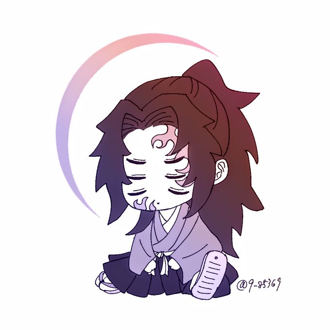 亡さんがTwitterに投稿した黒死牟(鬼滅の刃)のイラスト。