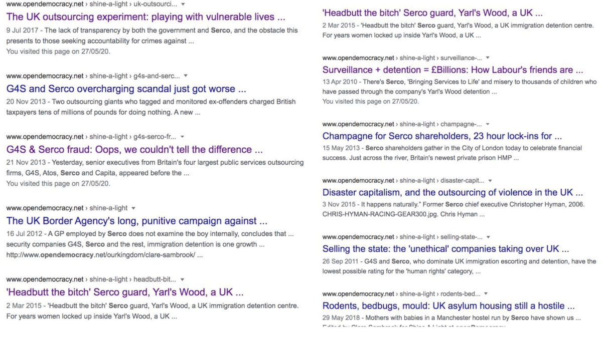 And the company selected to lead on Track & Trace? #Serco Here, stories I've researched&written and/or published on Serco over 10yrs  @SHINEreports Stories of racist abuse, sexual abuse, greed, neglect, fraud & false accountingJust google:  serco "openDemocracy"