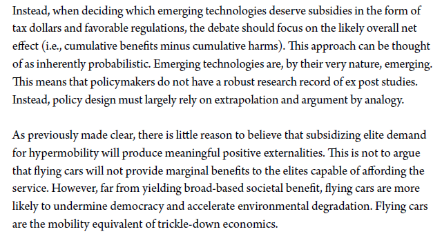 8/ Flying cars should not receive public subsidies.