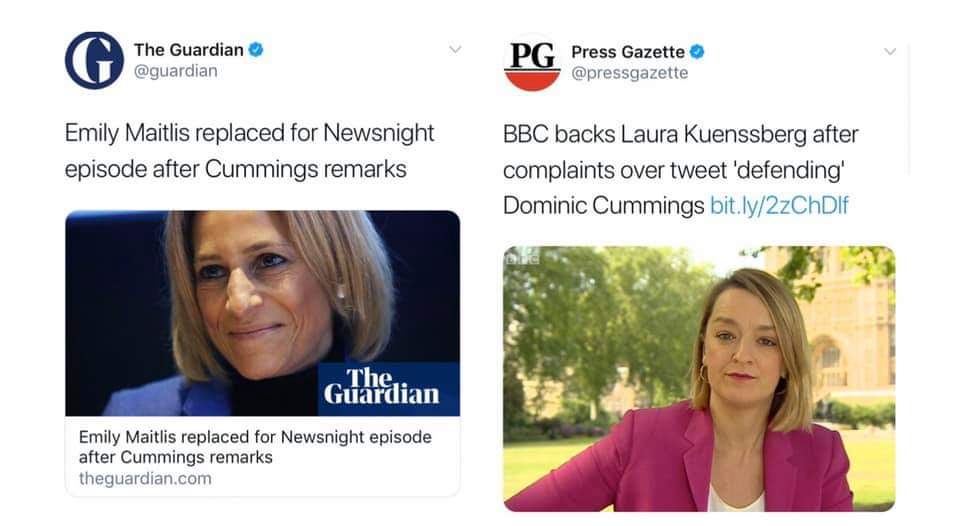 paintdrop's tweet photo. @DMReporter Wonder what they'd say about them defending Kuenssberg. https://t.co/asbu2tdM5w