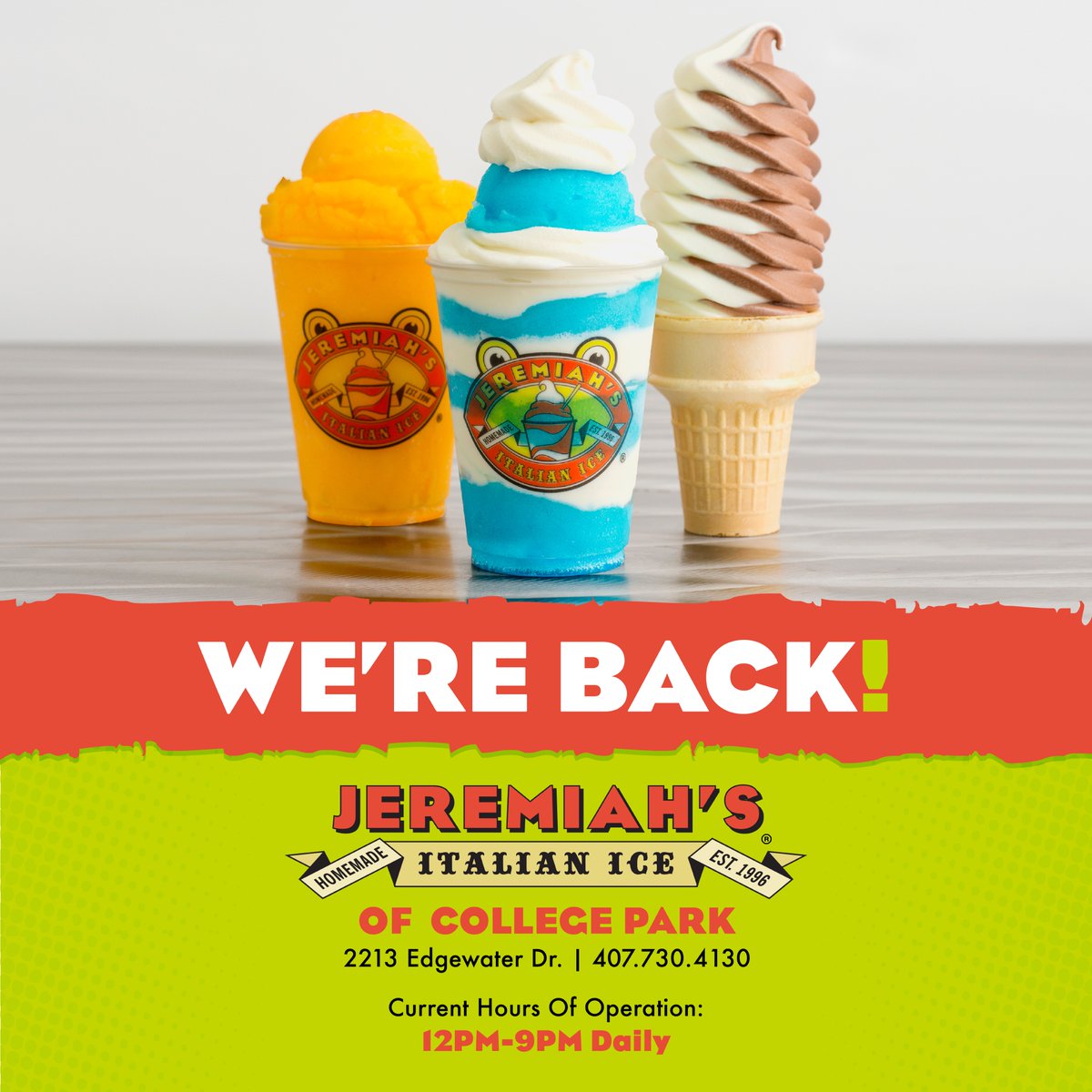Jeremiah S Ice Did You Miss Us Because We Ve Missed You We Re Happy To Announce That We Have Officially Reopened Our College Park Location As Of 12pm Today We Hope Jeremiah S Ice Did You Miss Us Because We Ve Missed You We Re Happy To Announce That We Have Officially Reopened Our College Park Location As Of 12pm Today We Hope