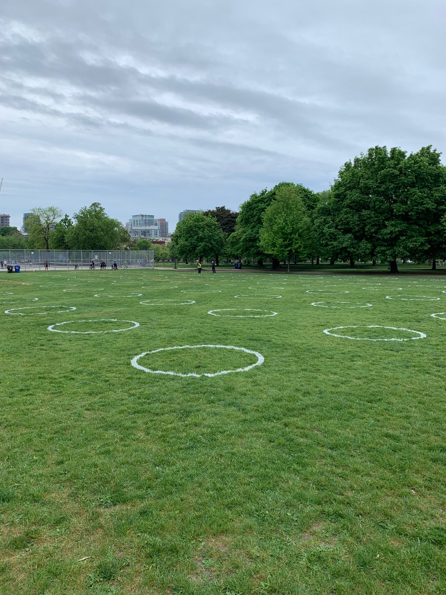 #NEW: The physical distancing circles ⭕️ have arrived at #trinitybellwoodspark #COVID19