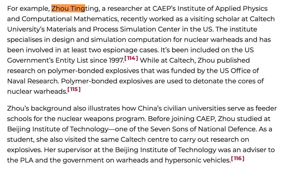 Even scientists from China's nuclear weapons program have been allowed to study in Australia, UK, US etc. Here's one example: 5/  https://www.aspi.org.au/report/china-defence-universities-tracker