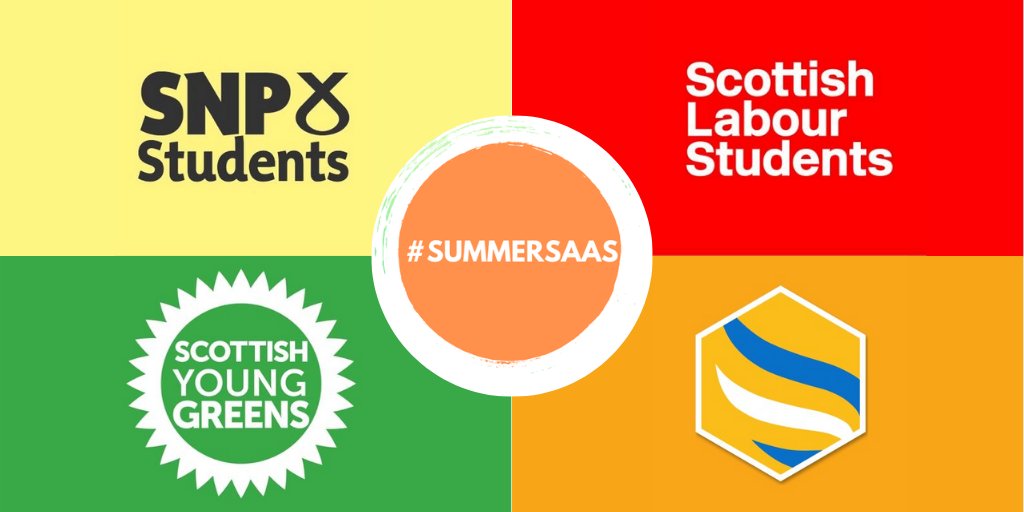 StASummerSAAS's tweet image. Brilliant to see cross party support in the student movement for #SummerSAAS! 
@SNPStudents @ScotsLabStudent @scotyounggreens and @ScottishYL all backing the campaign! 😄