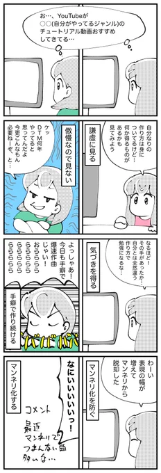 4コマ描きました。「チュートリアル見る人と見ない人」 