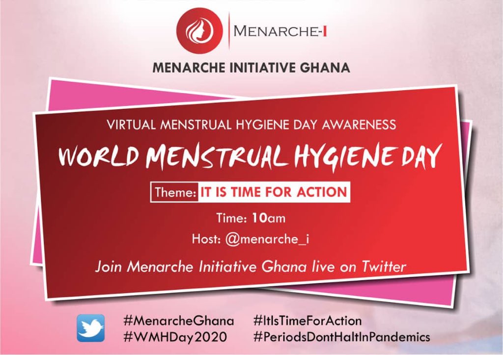Are you ready? Let’s talk about Periods
#MenstrualHygieneDay2020 
#MenarcheGhana
#ItsTimeForAction 
#PeriodsDontHaltInPandemics 
<a href="/ugmsa_/">University of Ghana Medical Students Association</a> @UNFPAGHANA <a href="/mohgovgh/">Ministry of Health, Ghana</a> <a href="/benkoku/">Bernard Avle</a> <a href="/kabacaesar/">Caesar Kaba</a> <a href="/kabunarteyme/">Kabu Nartey</a>