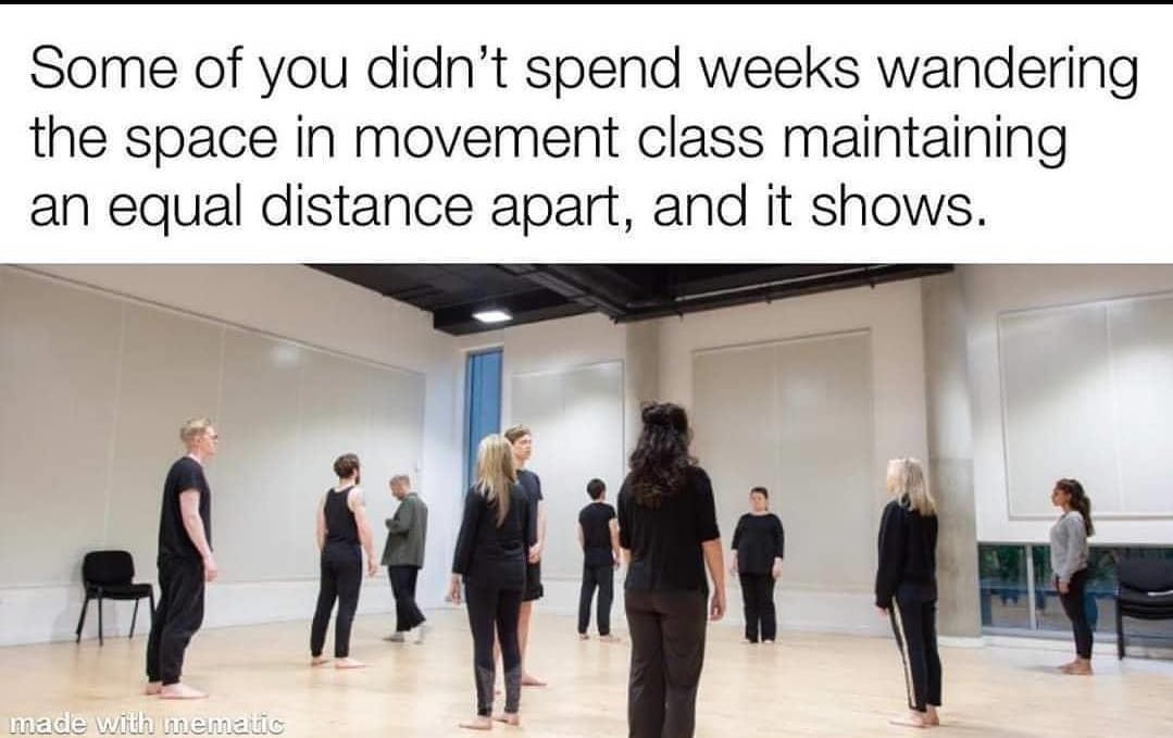 LismoreD's tweet photo. For all our wonderful Drama students! We really should be better at this than most! #SocialDistancing #walkthespace 🎭 🚶‍♂️ https://t.co/5vVy816qgf