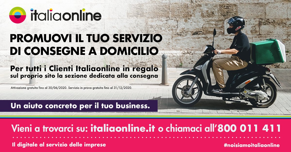 Sappiamo che le aziende oggi hanno bisogno di modificare il loro #business e portarlo online. Sappiamo che è il momento di aiutarle. Per questo la nostra nuova Opzione Consegna è gratis per i nostri clienti. Chiamaci per attivare il servizio gratis: 800 011 411 #ecommerce