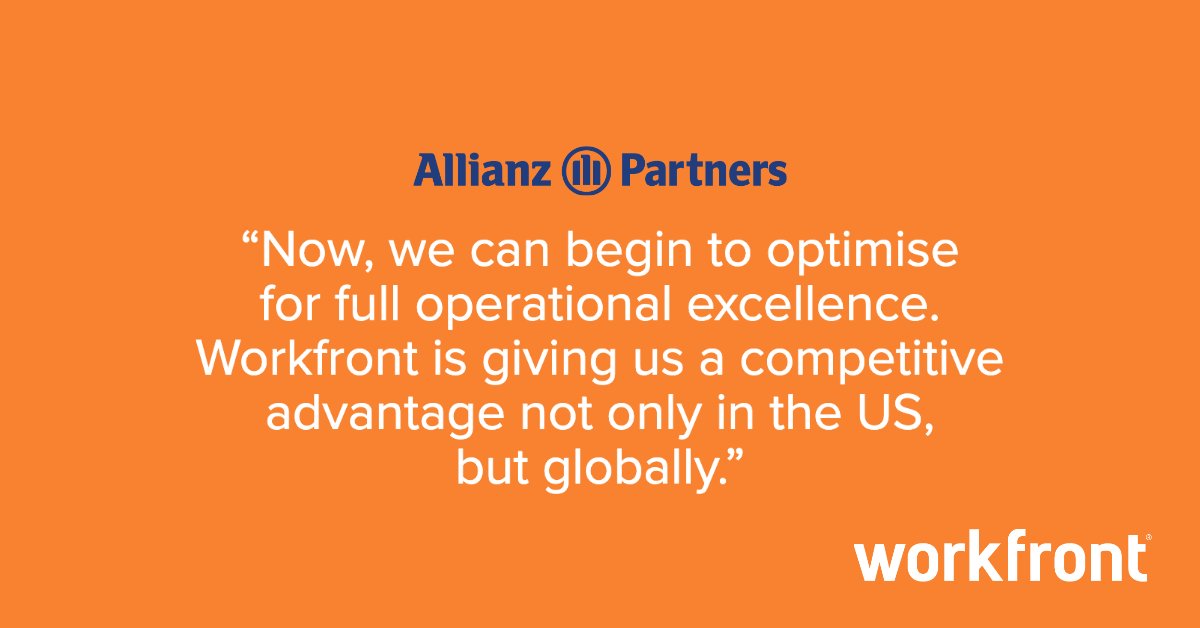 Find out how <a href="/AllianzPartners/">Allianz Partners</a> is using <a href="/Workfront/">Workfront</a> to better manage deadlines, increase #collaboration and simplify communication. #workmanagement 

 bit.ly/3elwVtt