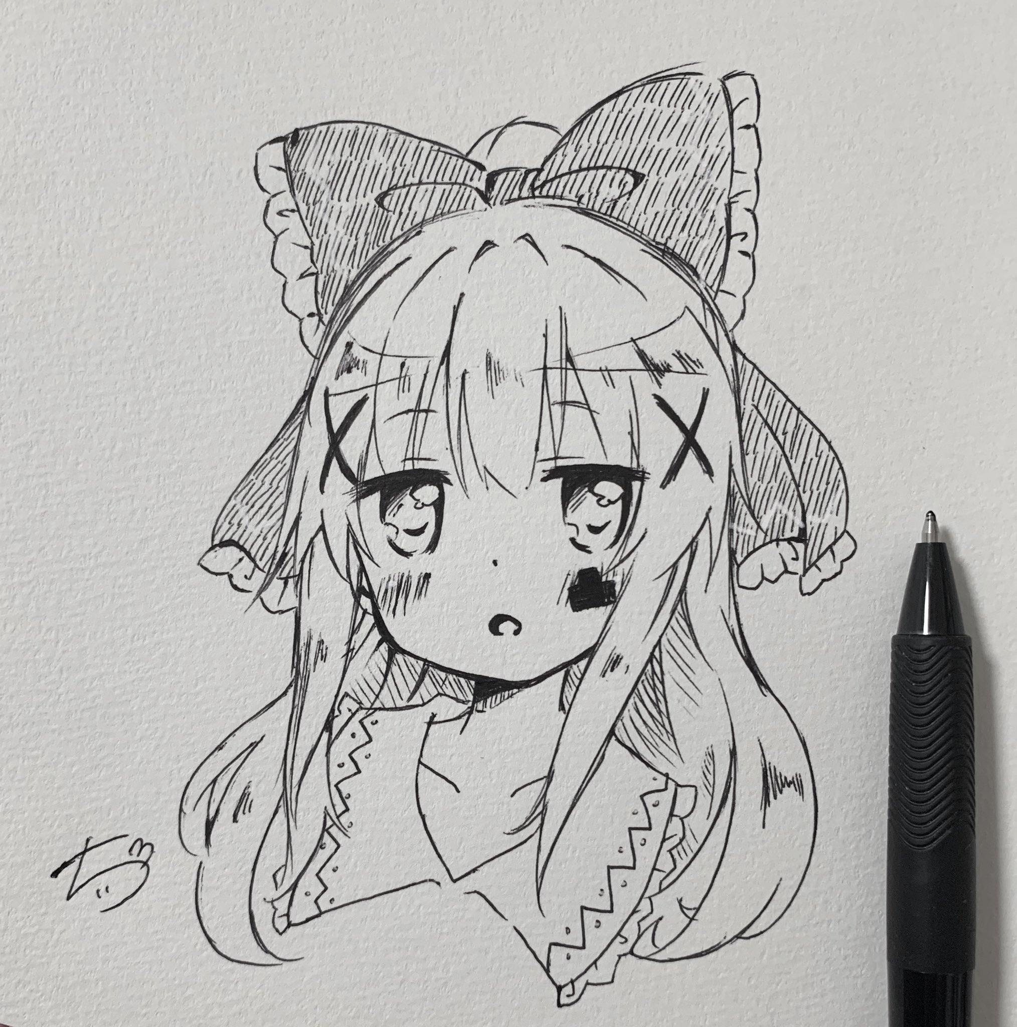ちー チノちゃん霊夢コス 一発描きしました 凸さんにこの絵あげる