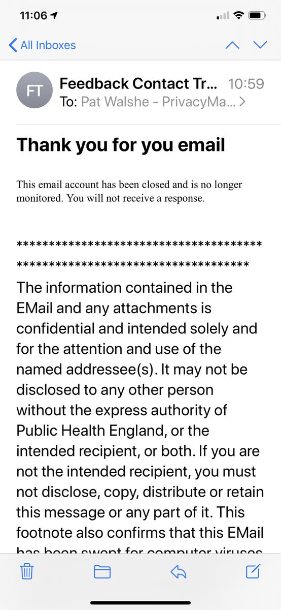 I’ve emailed some enquires to the data protection office and copied the feedback team as per the privacy notice. The feedback email address is ‘closed and no longer monitored’. Oh dear. I await a response - hopefully - from the data protection office