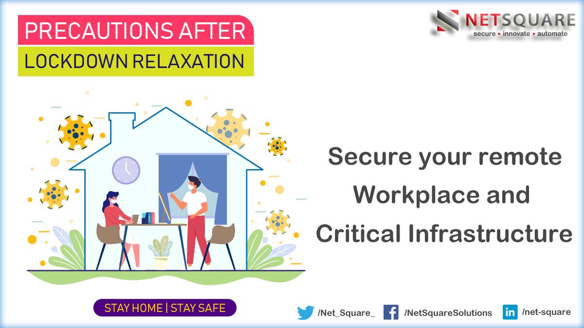 Coronavirus crisis creating new opportunities for CyberCriminals. 

Our Security experts break down the truth about how to stay safe. Secure your remote workplace and critical infrastructure with our cyber security experts. 
Get in touch with us on Info@net-square.com